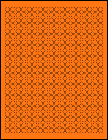 Sheet of 0.375" Circle Fluorescent Orange labels
