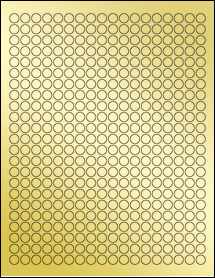Sheet of 0.375" Circle Gold Foil Laser labels