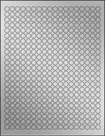 Sheet of 0.375" Circle Weatherproof Silver Polyester Laser labels