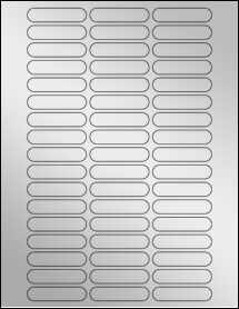 Sheet of 2.125" x 0.5" Silver Foil Inkjet labels