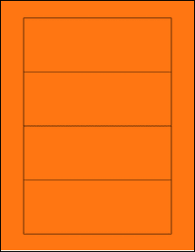 Sheet of 6.5" x 2.375" Fluorescent Orange labels