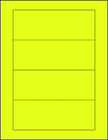 Sheet of 6.5" x 2.375" Fluorescent Yellow labels