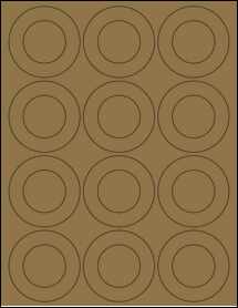 Sheet of 2.5625" x 2.5625" Brown Kraft labels