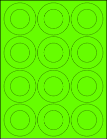 Sheet of 2.5625" x 2.5625" Fluorescent Green labels