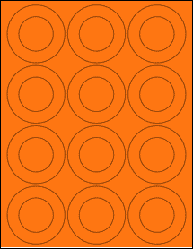 Sheet of 2.5625" x 2.5625" Fluorescent Orange labels