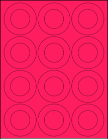 Sheet of 2.5625" x 2.5625" Fluorescent Pink labels