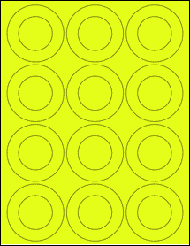 Sheet of 2.5625" x 2.5625" Fluorescent Yellow labels