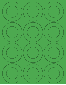 Sheet of 2.5625" x 2.5625" True Green labels