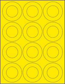 Sheet of 2.5625" x 2.5625" True Yellow labels