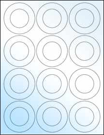 Sheet of 2.5625" x 2.5625" White Gloss Inkjet labels