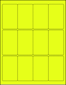 Sheet of 2" x 3.25" Fluorescent Yellow labels