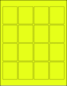 Sheet of 1.875" x 2.25" Fluorescent Yellow labels