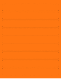 Sheet of 8" x 1" Fluorescent Orange labels