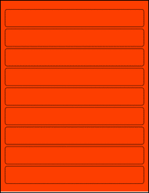 Sheet of 8" x 1" Fluorescent Red labels