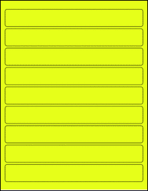 Sheet of 8" x 1" Fluorescent Yellow labels