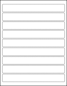 Sheet of 8" x 1" Removable White Matte labels