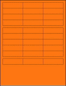 Sheet of 2.625" x 0.75" Fluorescent Orange labels