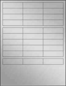 Sheet of 2.625" x 0.75" Weatherproof Silver Polyester Laser labels