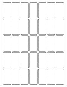 Sheet of 1" x 2" Removable White Matte labels