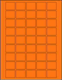 Sheet of 1.3" x 1.05" Fluorescent Orange labels