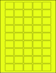 Sheet of 1.3" x 1.05" Fluorescent Yellow labels