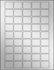 Sheet of 1.3" x 1.05" Silver Foil Inkjet labels