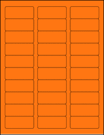 Sheet of 2.375" x 1" Fluorescent Orange labels