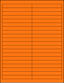 Sheet of 4" x 0.5" Fluorescent Orange labels