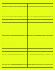Sheet of 4" x 0.5" Fluorescent Yellow labels