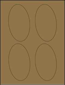 Sheet of 2.8239" x 4.8194" Brown Kraft labels