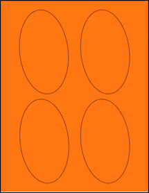 Sheet of 2.8239" x 4.8194" Fluorescent Orange labels