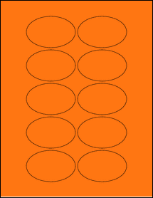 Sheet of 2.75" x 1.75" Fluorescent Orange labels