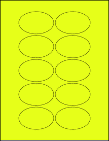 Sheet of 2.75" x 1.75" Fluorescent Yellow labels