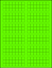 Sheet of 0.49" x 0.49" Fluorescent Green labels