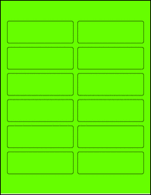 Sheet of 3.75" x 1.25" Fluorescent Green labels