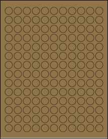 Sheet of 0.59375" Circle Brown Kraft labels