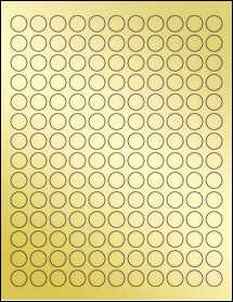 Sheet of 0.59375" Circle Gold Foil Laser labels