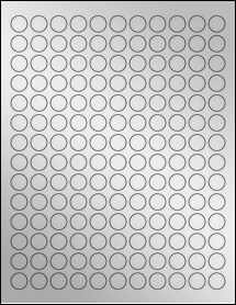 Sheet of 0.59375" Circle Silver Foil Laser labels