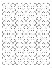 Sheet of 0.59375" Circle Weatherproof Gloss Inkjet labels