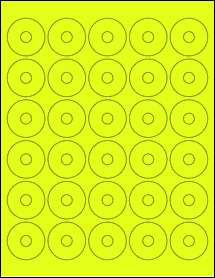 Sheet of 1.5" x 1.5" Fluorescent Yellow labels
