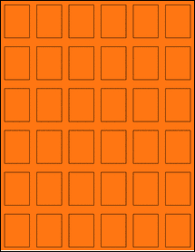 Sheet of 1.0981" x 1.45" Fluorescent Orange labels