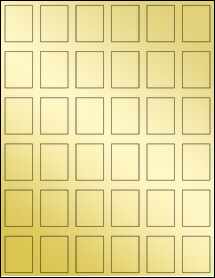 Sheet of 1.0981" x 1.45" Gold Foil Laser labels