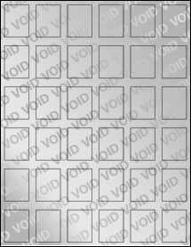 Sheet of 1.0981" x 1.45" Void Silver Polyester labels