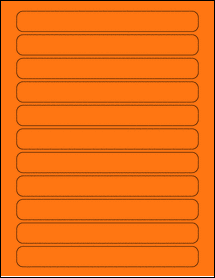 Sheet of 7.25" x 0.8125" Fluorescent Orange labels