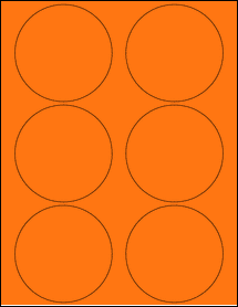 Sheet of 3.5" Circle Fluorescent Orange labels