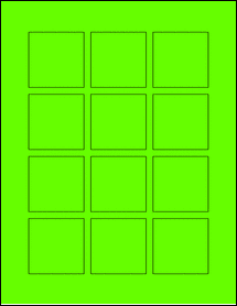 Sheet of 2" x 2" Fluorescent Green labels