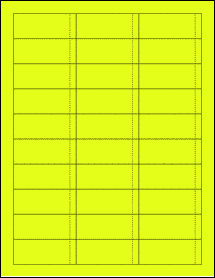 Sheet of 2.5" x 1" Fluorescent Yellow labels