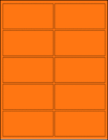 Sheet of 4" x 2" Fluorescent Orange labels