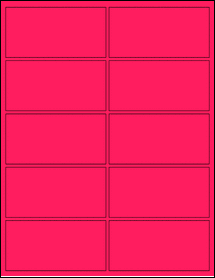 Sheet of 4" x 2" Fluorescent Pink labels