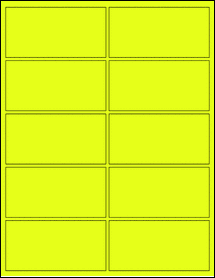 Sheet of 4" x 2" Fluorescent Yellow labels